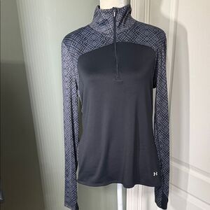 Under Armour ColdGear Fitted 1/4 Zip Pullover Black Gray Pattern Women’s XL